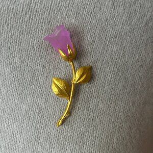 Vintage Pink Lucite Rose Brooch